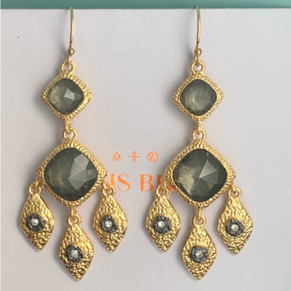 ALEXIS BITTAR • Miss Havisham Elements Gold Labradorite Chandelier Earrings - Picture 9 of 9